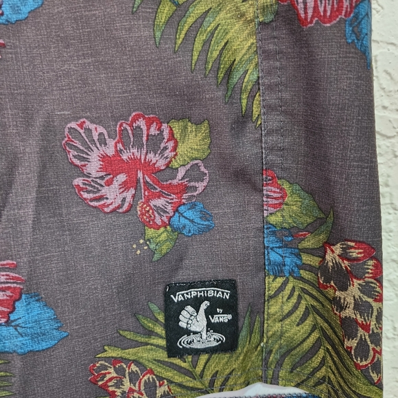 Vans Vanphibian Board Shorts Men’s 30 grey Floral Hawaiian Swim Trunks - Picture 3 of 4